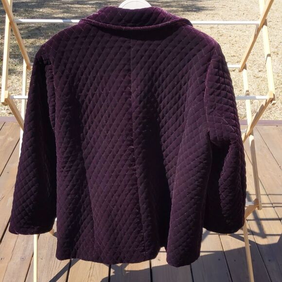 Velour Plush Quilted Purple Jacket Vintage Korea Lined Size S-M - Picture 3 of 6